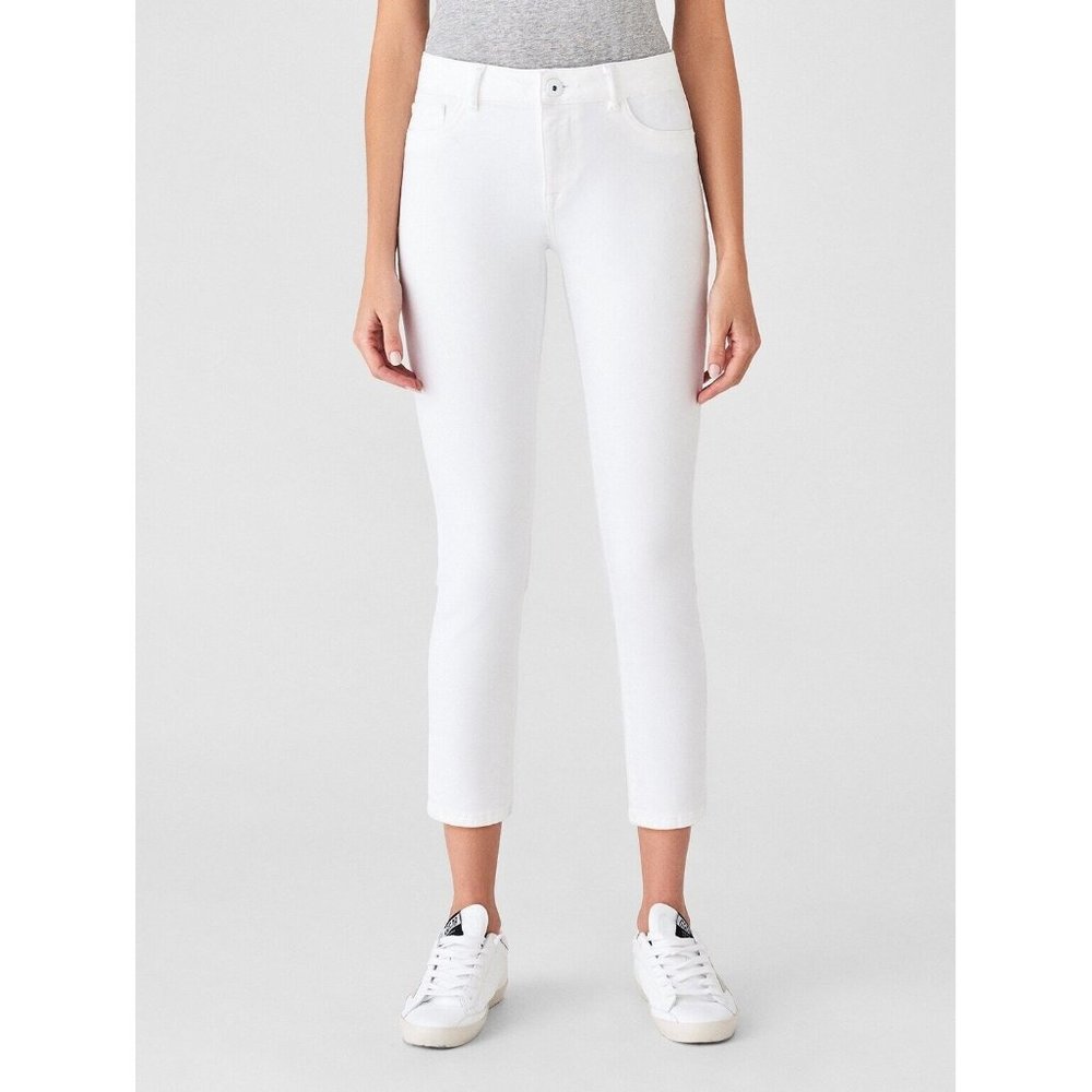 DL1961 Florence Skinny Mid Rise Instasculpt Ankle Jeans White Porcelain Size 24